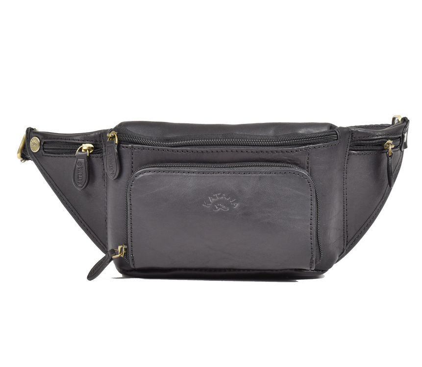 Katana Homme Black Leather Bumbag – Blokes Bags - Main Image