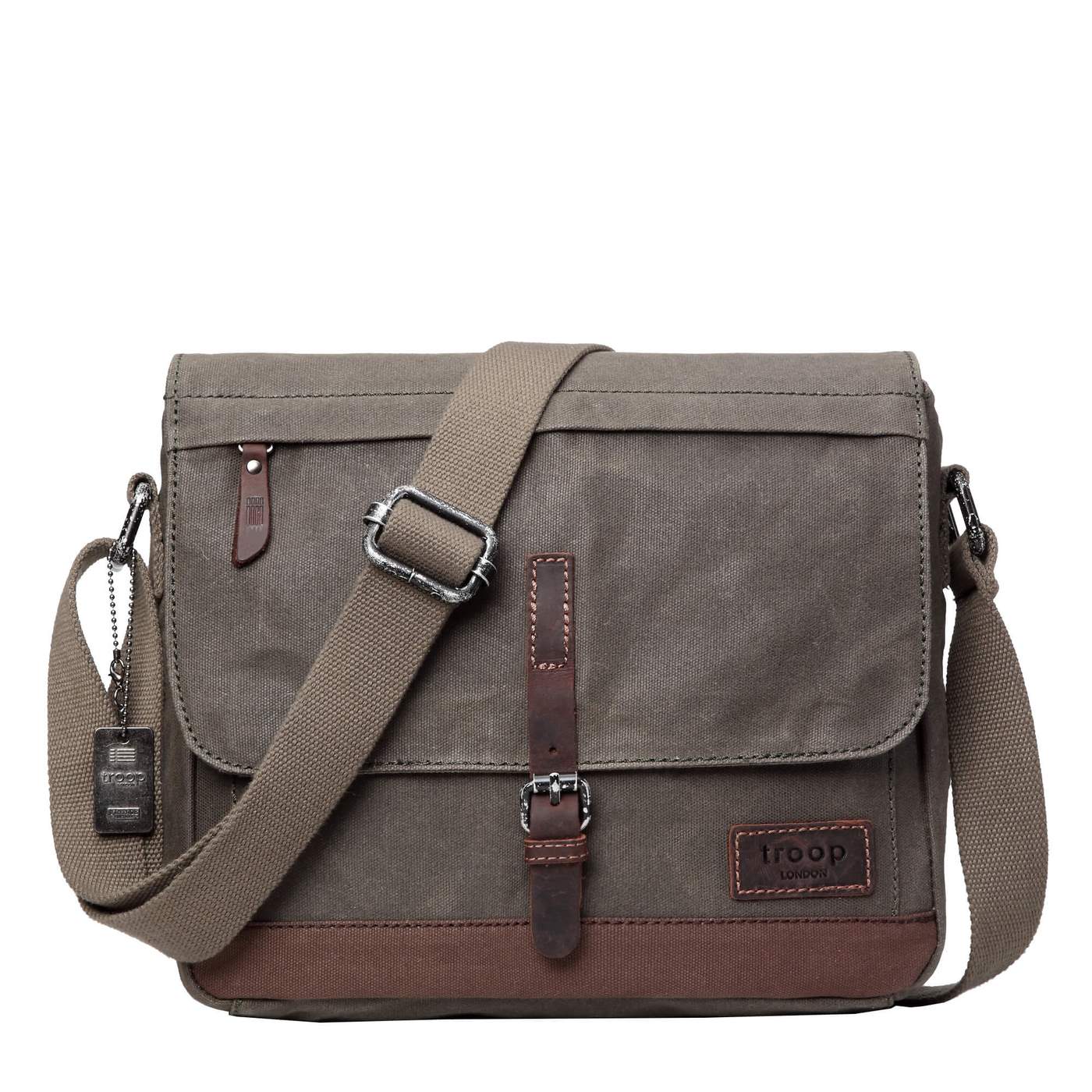 Troop London Canvas Leather Olive Messenger Bag – Blokes Bags